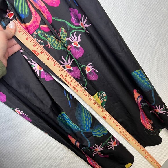 Soma Tropical Bird Orchid Satin Wide Leg Lounge Pajama Pants Black Small - Picture 7 of 7